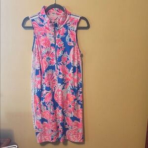 Lilly Pulitzer Blue and Pink Floral Midi Dress